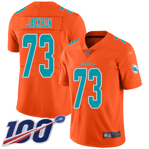 Nike Miami Dolphins 73 Austin Jackson Orange Youth Stitched NFL Limited Inverted Legend 100th Season Jersey